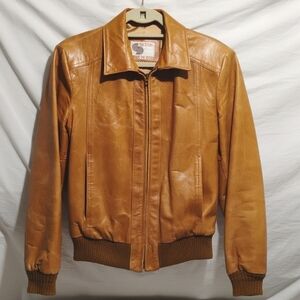 SALE! Silton Tan Leather 1970s Vintage Full Zip Up Jacket Gently Worn (X-68)